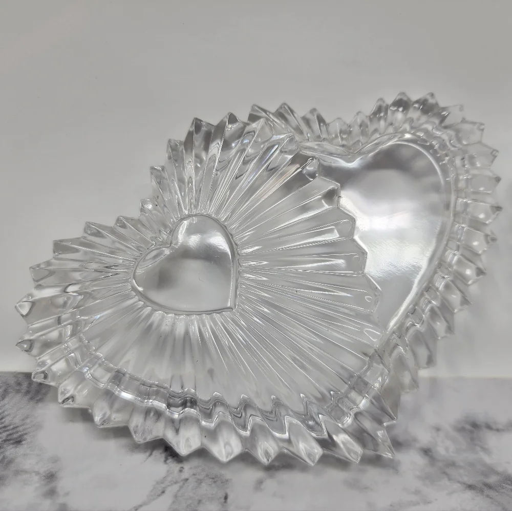 Clear Glass Triple Heart Trinket Box